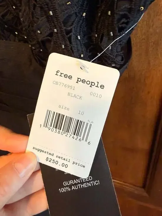 NWT Free People We Go Together Beaded Mini Dress in Black Size 10 - Picture 5 of 9